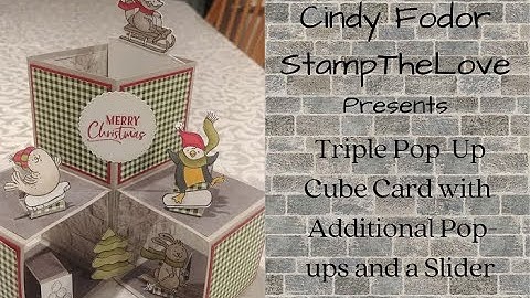 Triple Pop Up Cube Card with surprise pop ups and a slider