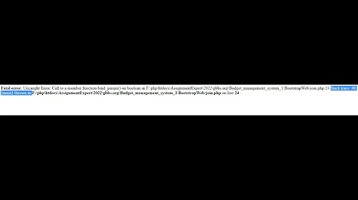 Fatal error:Uncaught Error:Call to a member function bind_param() on boolean in/Stack trace:#0{main}