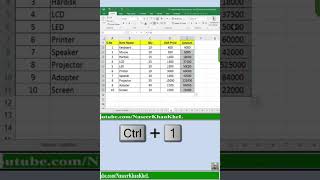 Excel Shortcut to Open Format Cells excel  shortcuts ytshorts naseerkhankhel