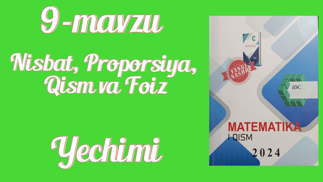 IDC 1-qism. 9-mavzu. 1-42 misollar YECHIMI