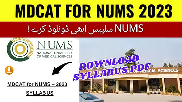 Download MDCAT for NUMS Syllabus | PMDC latest news