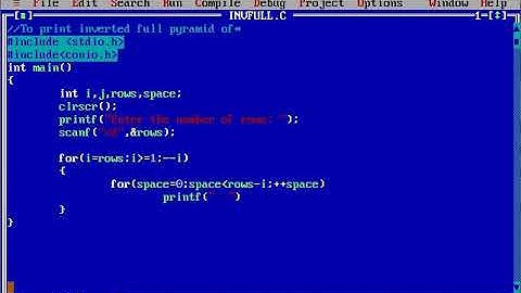 C Program to Print Inverted full pyramid of *