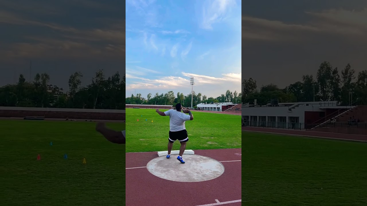 Under 16 practice throw shotput 