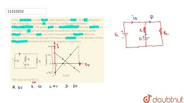 In the circuit given in the figure, both batteries are ideal . Emf `E_1` of battery 1 has a fixe...