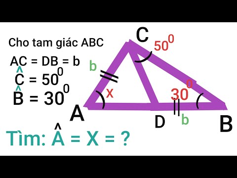 Video Cho tam giác ABC, AC=DB tìm góc A = ? | Toán hình học | Tuấn mạnh toán - Toán thú vị - youtube