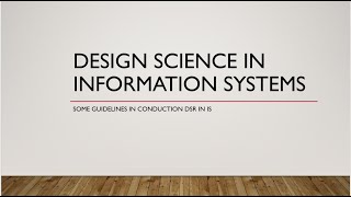 Design Research in Information Systems screenshot 2