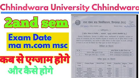 Chhindwara University PG 2nd Sem Exam Date 2022 || CUC Ma M.com Msc Exam Date 2nd  || CUC Exam Date
