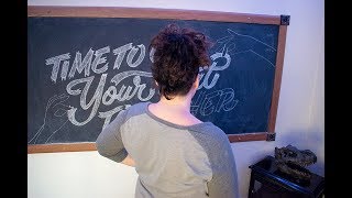 My secret to creating a hand lettered chalk mural