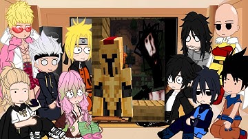 Anime characters React To AJTHEBOLD || Gacha reacts to Minecraft + HamoodeG & INCENDIUS | SCARY MOBS