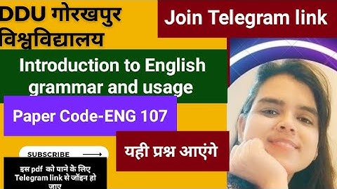 DDU|| ENG-107Introduction to English grammar and usage||Minor paper||ba,bsc,bcom|यही प्रश्न आएंगे