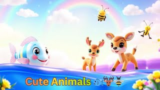 Cute Animal Song 🐟🦌🐝 | Meenu Maanu Thenu | Kids Rhymes