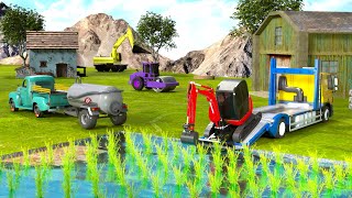 Mini Excavator Builds Giant Rice Field with Water Sprayer! 🌾🚜💧 | Construction Simulator screenshot 3
