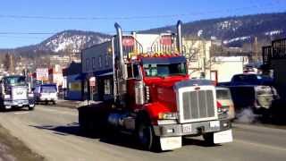 Big rig funeral parade in Williams Lake, BC February 1, 2014