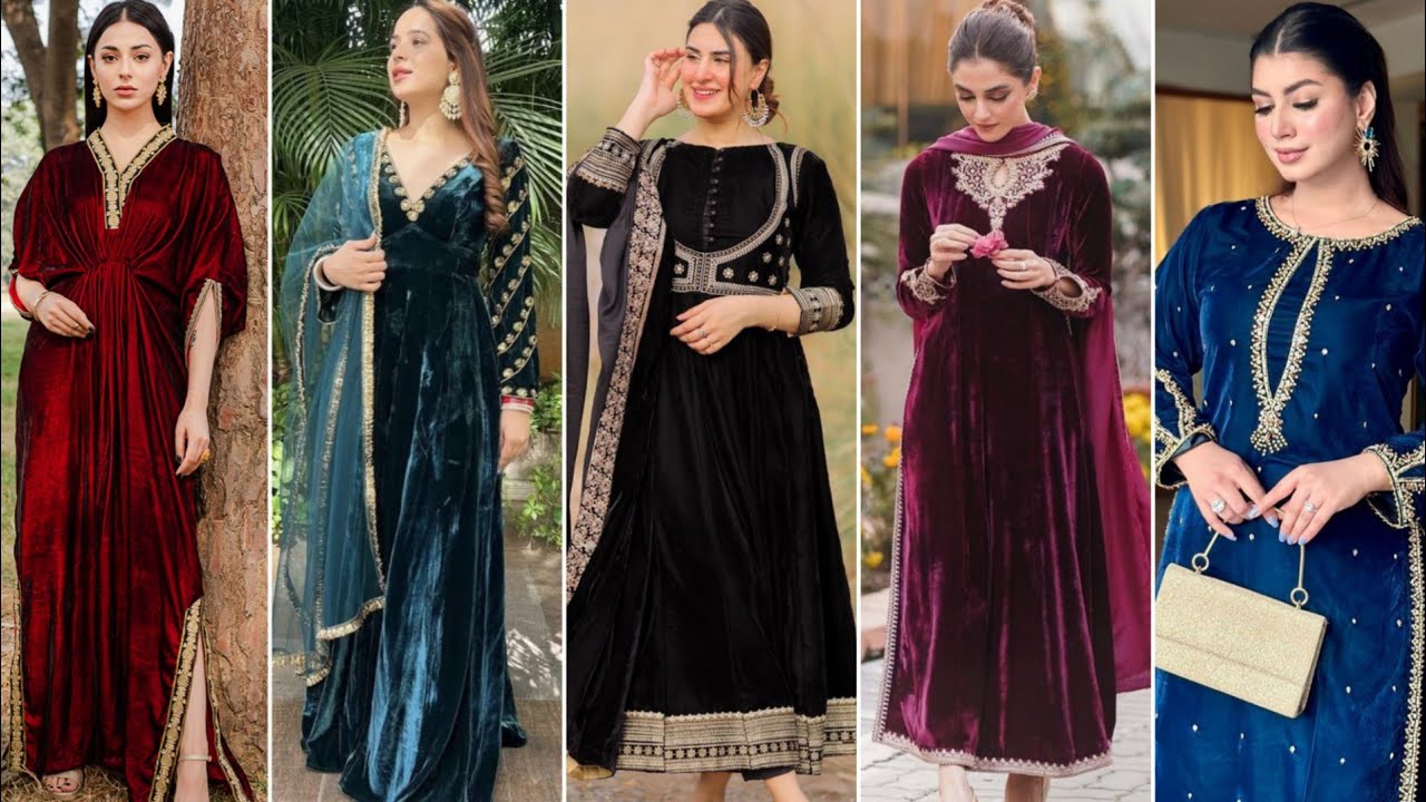 ✨👗 Latest Velvet Dress Designs 2025–26 | Stylish Casual Wear Velvet Frock Designs ❄️💜