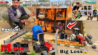 Mini Showroom Catch Fire Rescue Process By Tractor