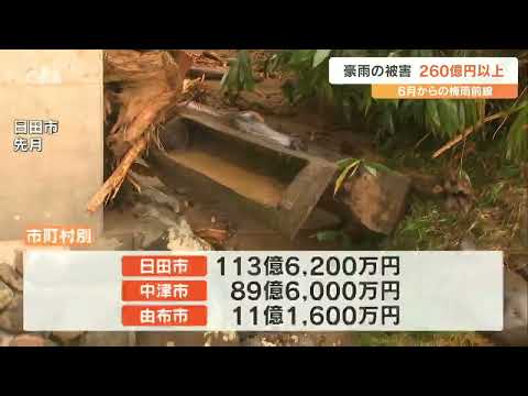 「梅雨前線による大雨災害」“被害総額”260億8100万円 最も多いのは河川の125億円　大分