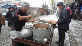 Snow day  Street food In  Kabul Afghanistan
