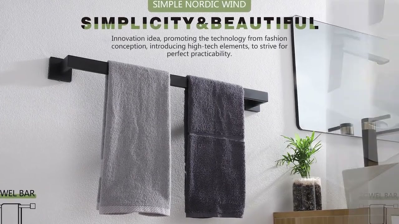 KOKOSIRI SUS304 Stainless Steel Single Towel Bar For Bathroom & Kitchen, Wall Mounted Towel Rack