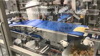 Découpe en ligne et mise en barquette - Slices in line automatic weihing and put in trays