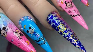 How to do/ Gel polish manicure at home/easy Micky & Minnie Mouse nails/ beetles mermaid gel set