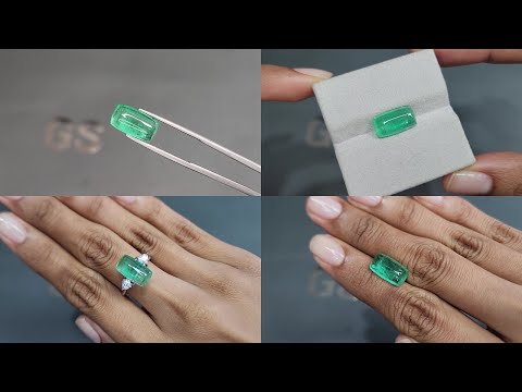 Emerald fancy cut cabochon 5.06 carats, Russia Video  № 1