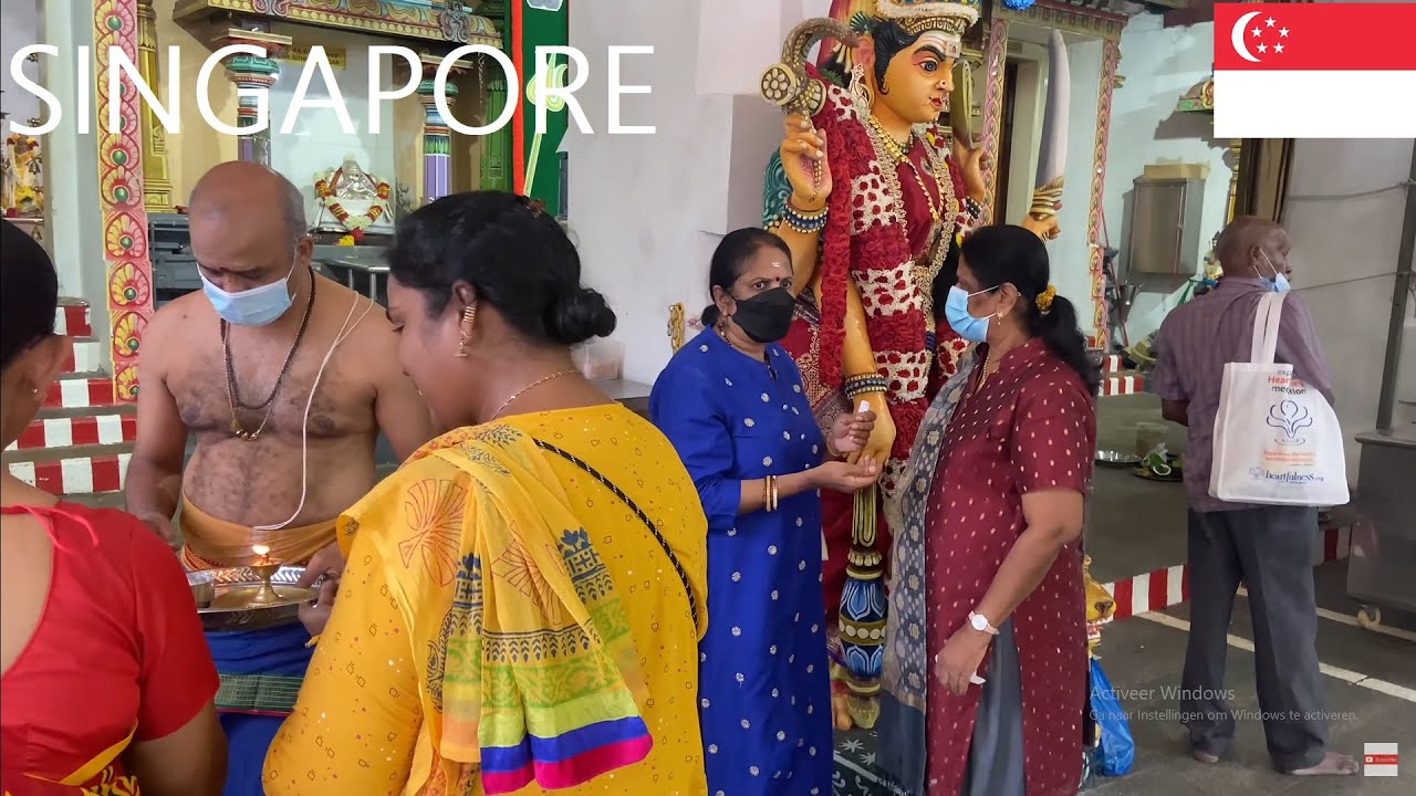 | 4K | Walking Tour Singapore| Hindu Temple | China Town | Marina Bay | Festival of light | China