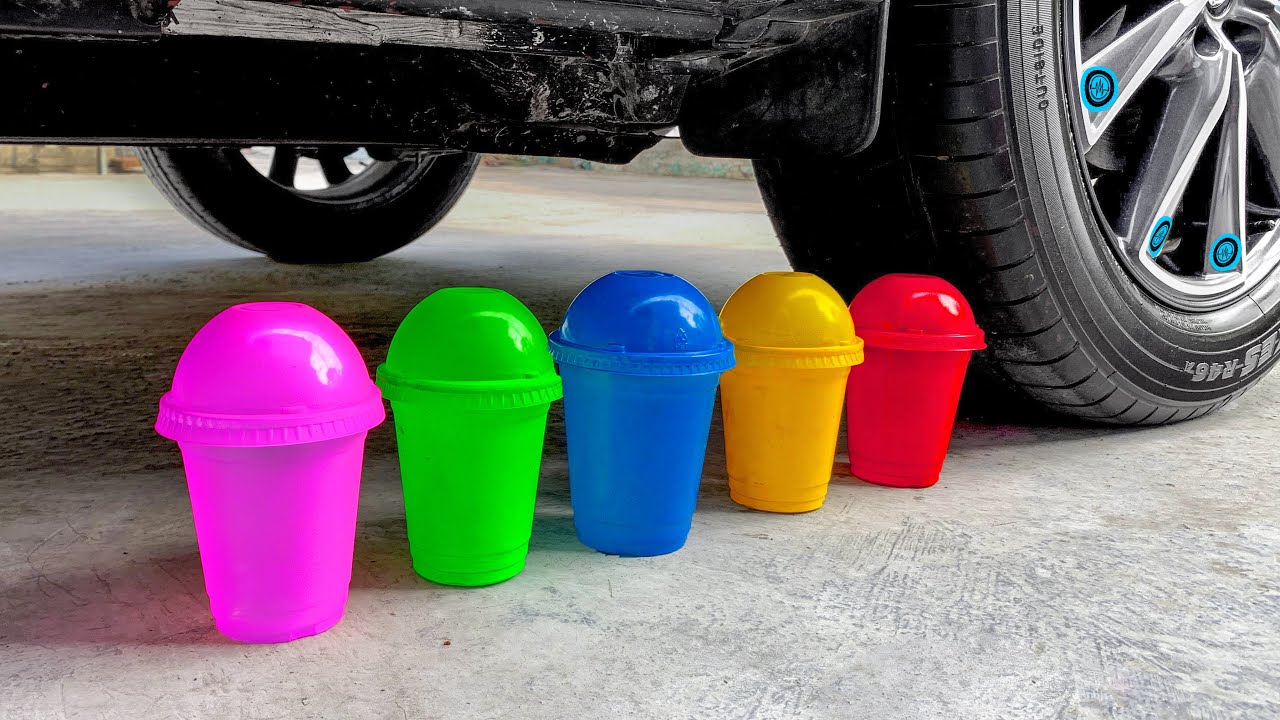 🌈💥 ​​Эксперименты по раздавливанию: автомобиль против хрустящих воздушных шариков из цветной зубн...