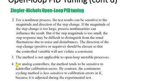 ch2b slide67 Ziegler Nichols Open Loop PID tuning Pros & Cons Cont