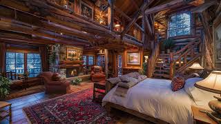 Wood Cabin Ambience | Fireplace Ambience with Crackling Fire Sounds. Fireplace Burning | Sleep