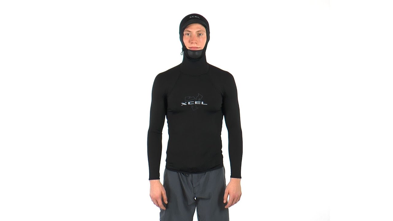 Xcel Men's Polypro Hooded L/S Insulating Rashguard YouTube