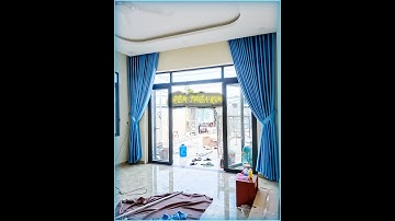 Màn rèm cửa ở huyện Long Thành Đồng Nai (rèm nhà phố vải gấm một màu hoa văn nổi và màn Hàn quốc)