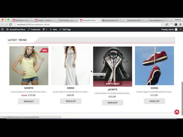 accesspress store free wordpress theme how to show products