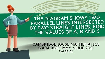 The diagram shows two parallel lines intersected by two straight lines  Find values of a ,b and c