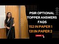 Psir topper answers all your questions related to optional  megha gupta 