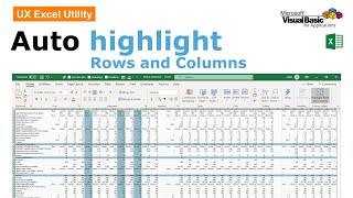 Auto Highlight Rows and Columns based on selection. UX Excel Utility
