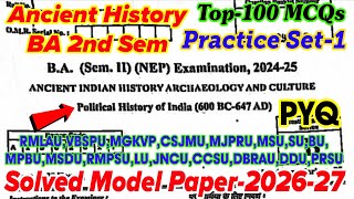 Ancient history ba 2nd Sem |  PYQ | Solved Model paper-2026-27 | Prachin itihas | BA second semester