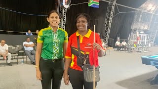 Erin Lazarus (SA-1) vs Rasheeda Mutesi(Ug-1).  LADIES' TEN BALL SINGLES, RACE TO 7