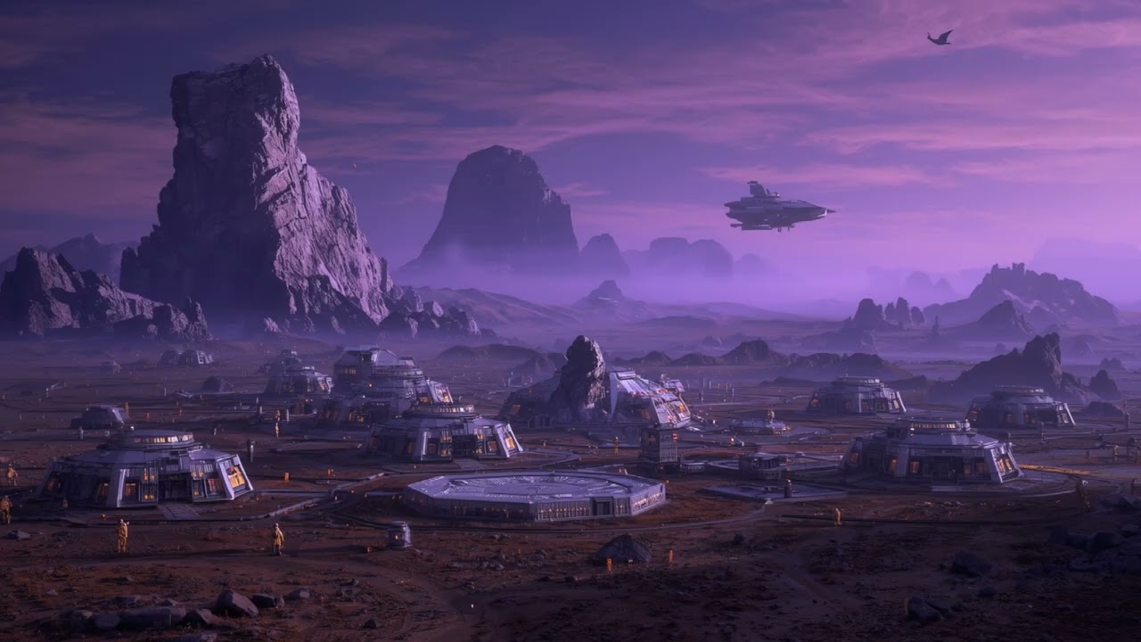 Hex Plateau Outpost 🔬 2 Hour Alien Settlement Ambience  Glowing Modules Soundscape  Crystal Skies