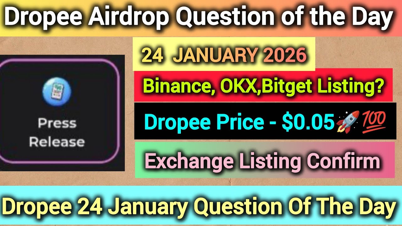 Dropee Airdrop New Update, Dropee 24 January Combo, Dropee Coin Question of The Day 24 January 2026