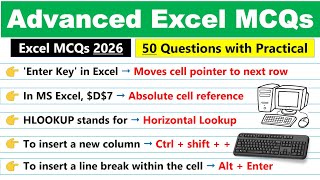 🔥 Top 50 Advanced Excel MCQs | Most Expected Questions 2026