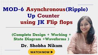 Mod-6 Asynchronous (Ripple) up counter using JK flip flops Profile