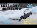 Tesla Model 3 on the snow at Santa Caterina Valfurva