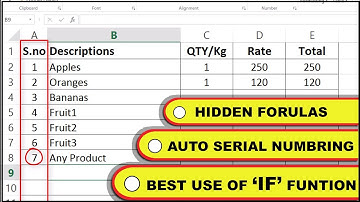 Auto serial numbering in Excel, Hidden Formulas in Excel, best use of IF Function I QK WORLD