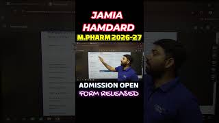 JAMIA HAMDARD M.PHARMA ADMISSION 2026 FORM OUT 📢✅JAMIA HAMDARD PG ADMISSION 2026 #jamiahamdard #gdc