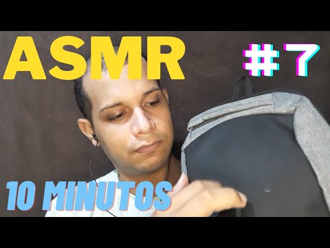 ASMR arranhando mochila, som de zíper e tapping