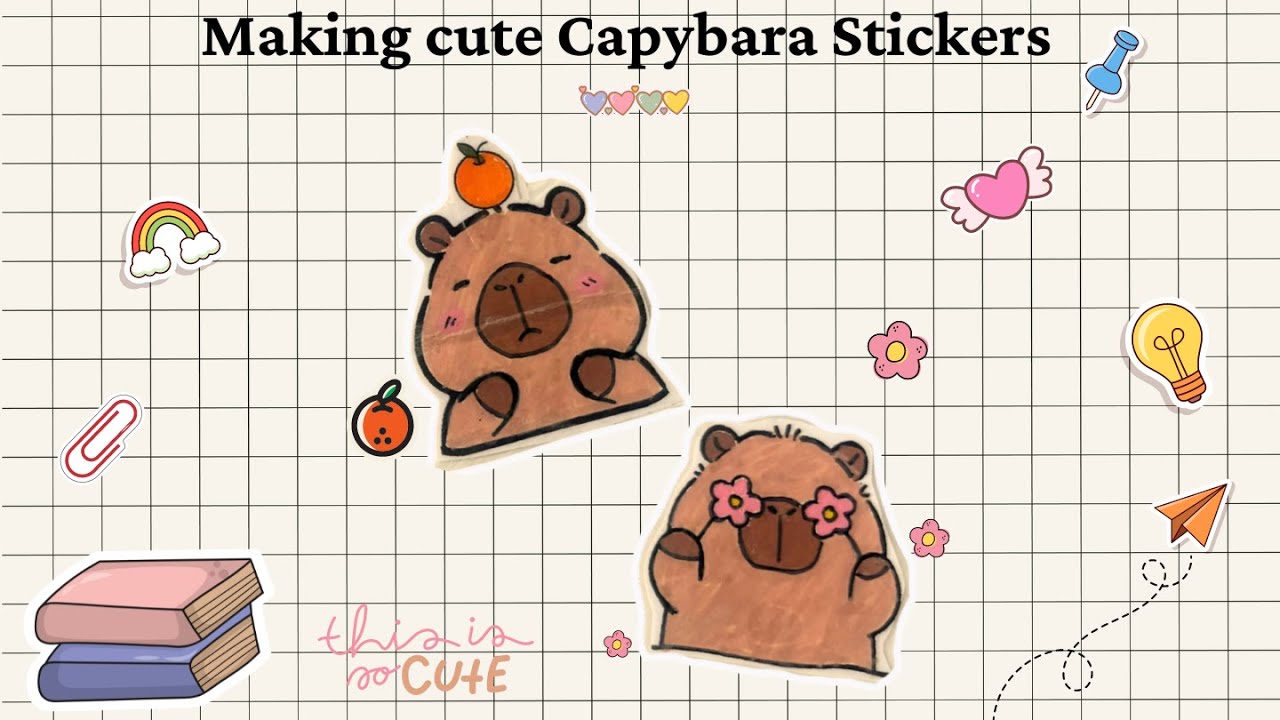 Make capybara stickers so easy - Draw cute capybara - Vẽ Capybara làm ...