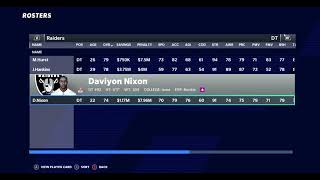 Madden roster and depth chart