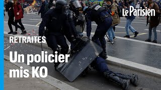 Manifestation du 23 mars : de violents heurts à Paris, un policier KO après avoir reçu un pavé