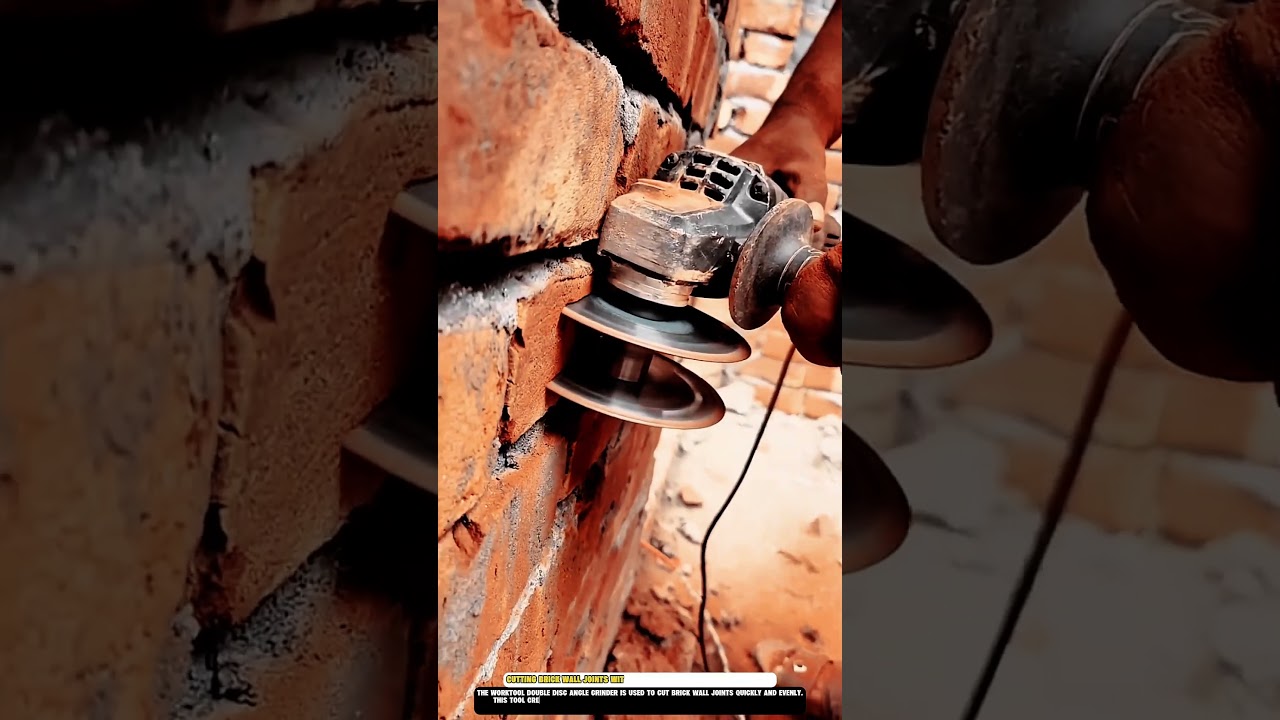 Cutting brick wall joints with Worktool double disc angle grinder