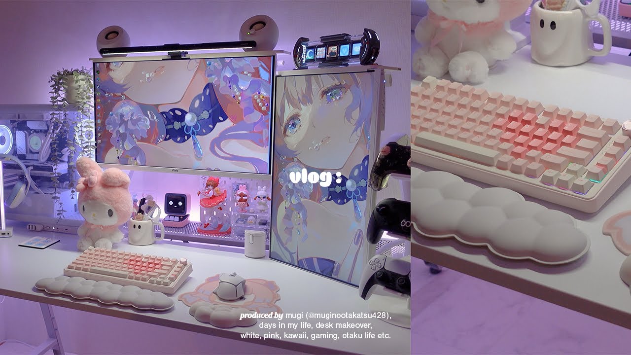 𝑣𝑙𝑜𝑔 🐍 ꣑ৎ˚⊹ 🍥 ｡𖦹デスクを模様替えして新たな気持ちで2025年に臨むオタクのブイログ┊deskmakeover,ピンクx白ゲーミングデスク,diy,原神 etc. (ENG,4K
